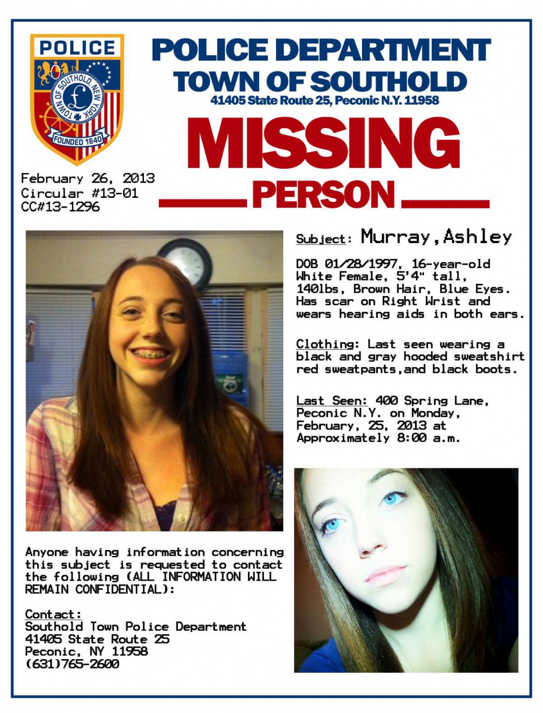 Ashley Murray, Missing Peconic Teen, Disappearance Investigation ...