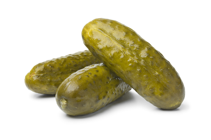 Pickled gherkins close up