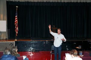 Kirk Martin promotes calm during his presentation.