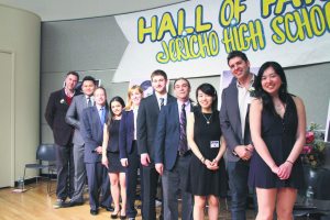 Pictured are the student representatives and the 2016 Inductees. 