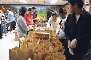 Students were successful in bagging more than 300 lunches.