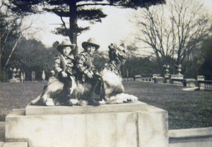 Daniel and Al Brown on the Westbury House terrace in the 1930s. 