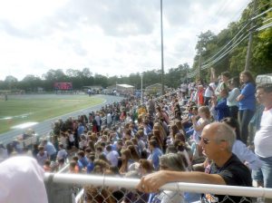 A capacity crowd cheers on the Bulldogs 