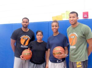 Some of the coaching staff at Game 7: Codirector John Edwards, Gabby Gibson, Aerial Edwards and Kyle Hunt  