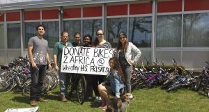 Members of the Afri-Bike Coalition at a bike collection earlier this month. 