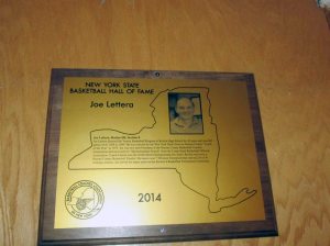 Joe Lettera's New York State Basketball Hall of Fame plaque