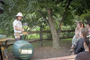 A rain barrel and composting class at Clark Garden 