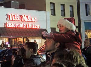 The excitement seeing Santa arrive.