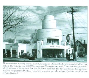 First day of business for Read and Poole gasoline service station in Great Neck. Everyone referred to the station as the “wedding cake.” It was at the station that 5-year-old Les Read collected ration coupons during WWII.