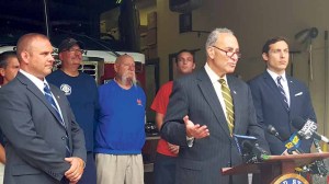 Senator Chuck Schumer at the Garden City Fire Department during a recent press conference