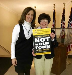 HateCrimeTownHallD Nassau County Legislator Ellen Birnbaum with Toby Katz North Shore Action