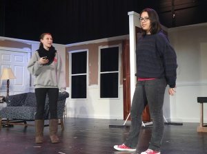 Juniors and best friends Kristen Byron and Gina Andro both play the dual role of “Sharon” in Neil Simon’s Hotel Suites.