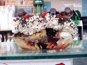 A banana split at Coyle's 