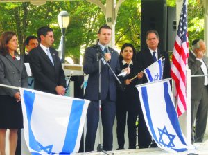 From left (foreground): Legislator Ellen Birnbaum, North Hempstead Town Clerk Wayne Wink, Political Advisor to the Israeli Consul General Andrew Gross, Councilwoman Anna Kaplan and Town of North Hempstead Receiver of Taxes Charles Berman