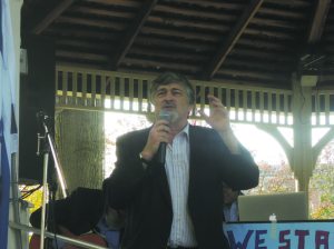 Dr. Paul Brody, who lent his considerable experience organizing rallies and concerts, addressed the crowd.