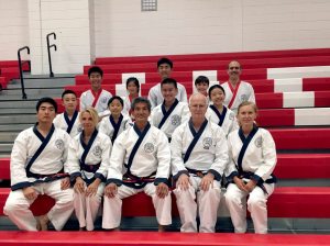 Students and instructors from Kwon’s Karate in Manhasset after the recent black-belt test. Front row (from left): Master instructors D. Kwon, D. Estey, H.Y. Kwon, Z. Beg, E. Phillips. Middle row: C. Liu, D. Yoon, D. Barcelona, C. Yoon. Back row: A. Moy, M. Koek, J. De Haan, T. Moy, A. Carpentier.