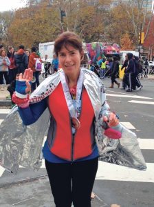 Rebecca Amitai after finishing the  Philadelphia marathon