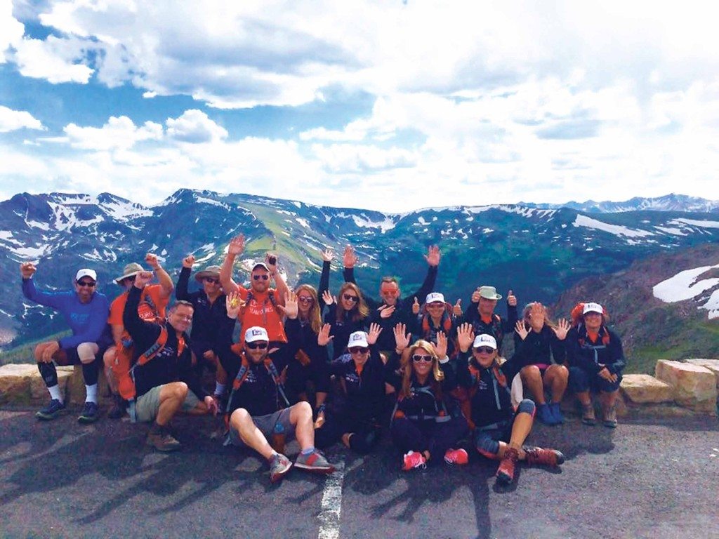 Amitai (back row, fourth from right) with the Moving Mountains for Multiple Myeloma team during a practice hike and climb in Colorado. 