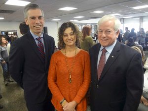 From left: Syosset Superintendent of Schools Dr. Thomas Rogers, Syosset Council PTA President Theresa Gordon, Assemblyman Charles Lavine