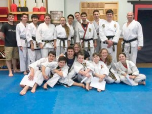 Messina and the Taecole black belt teen group. Most of these teens have been with Taecole since they were three years old. 