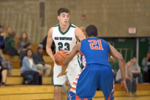 Mark Gjonlekaj in action against Purchase College