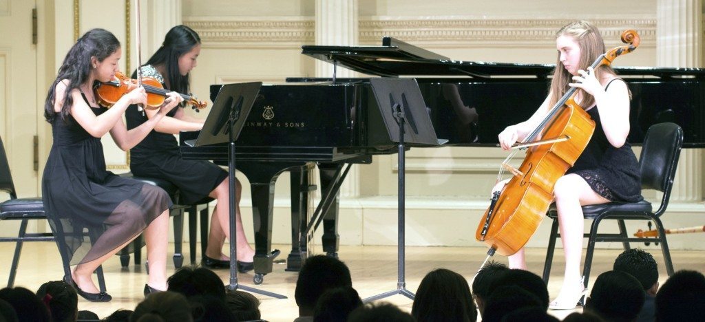 Christine Ramirez, violin, Glen Head; Ilana Grossman, cello, Dix Hills and Sherry Shi, piano, Sands Point 