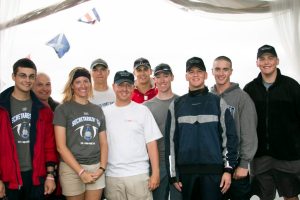 U.S. Merchant Marine Academy (USMMA) racers at the 2015 Charity Cup Regatta. They brought four boats to the event.