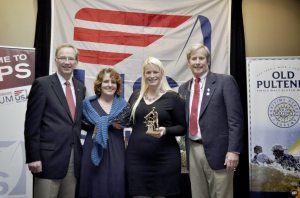 Congrats to Oakcliff for winning the prestigious U.S. Sailing’s Joe Prosser Award.  (From left): Tom Hubbell, US Sailing President; Charlie Arms, US Sailing  Training Committee Vice Chair; Oakcliff’s Elizabeth Shaw and Richard Jepsen,  award presenter and Chairman of the US Sailing Training Committee.  Charlie Arms was also the woman that nominated Oakcliff for this award.