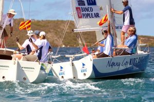 Some very competitive match racing down in Virgin Gorda, BVI at the Scuttlebutt Club Championship Regatta. Kind of reminds us of Frostbiting, right?  