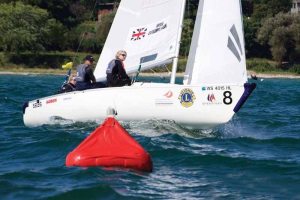 Action shot of blind sailors at the 2016 Blind March Racing World Championship.