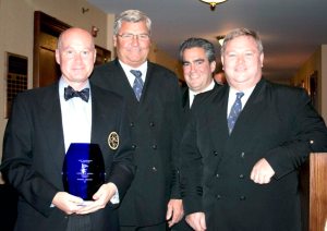 Dr. Daniel Griffin won the Everett B. Morris Memorial Trophy for the greatest contribution to yachting at PWYC.   From left: Dr. Daniel Griffin, Commodore Ken Weigand, Vice Commodore Howard Curt, Rear Commodore Michael J. Lyons. 