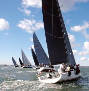 Start of a division at the 37th Annual Manhasset Bay YC Fall Series.  (Photo by Doug Stebbins)