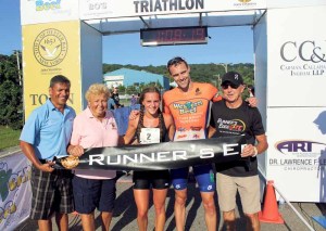 Winners gather at the Runner’s Edge finish line.