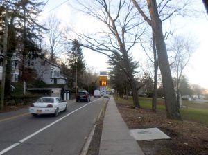 The speed limit reminder on Roslyn Road near Gerry Park