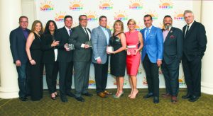 From left: Gary Podell, Jill Podell, Bonni Gould, Eric Schiff, honoree, Gabe Landau, honoree, Harold and Michelle Morgenstern honorees, Michele and Evan Cagner, honorees, David Miller and Arnie Preminger, president, CEO and founder, Sunrise Association. (Photos by Stephanie Faust, Fine Photography By Stephanie)