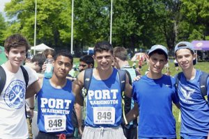 Boys 4x800 relay team: Andrew Adelhart, Geovany Mendez, Aaron Siff-Scherr,  Joseph Levine and Peter Kirgis (Photos by Carol Condon)