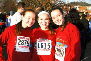 Schreiber freshman Morgan Gearty, Heather Oleksiw and Michaela Gearty, all age 14