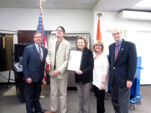 From left: Democratic Elections Commissioner David J. Gugerty, Kevin Greenstein, Star Greenstein, Assemblywoman Michelle Schimel and Larry Greenstein at the Nassau County Board of Elections warehouse