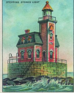 The lighthouse is featured on a cigarette card issued in 1911 by the American Tobacco Company advertising Hassan cigarettes. (From the collection of Alice Kasten)