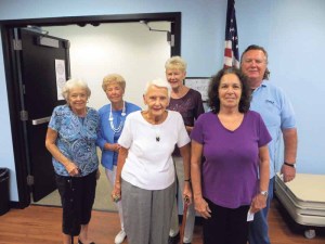 AARP Floral Park July, August and September birthday babies from left to right: Patricia, Kay, Ann, Vilma, Grace and Richard.  