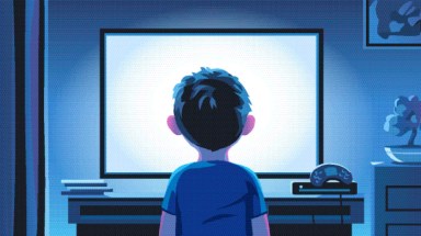 Boy looks at screen