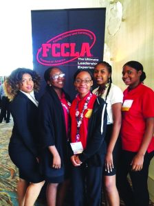 Sewanhaka FCCLA members from left: Ailyn Acosta, Regine Jeudy, Alexis Morring, Katiana Presume and Lynn Edouard