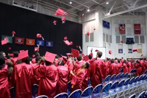 Floral Park students tossed their caps in celebration.