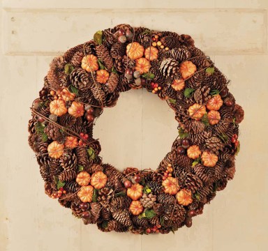 Fall Pumpkins And Pinecones Wreath-22″156206