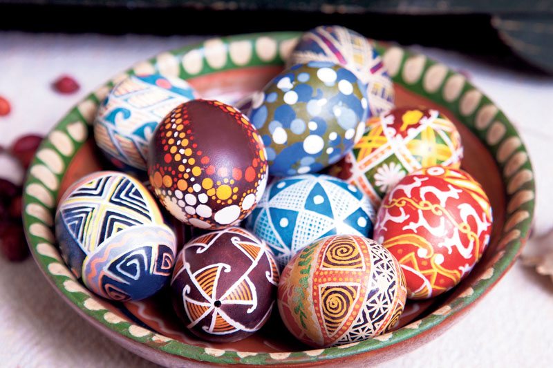 Mix of eggs with the traditional designs