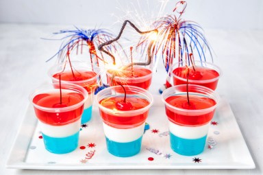 Striped jelly shots with firecracker star