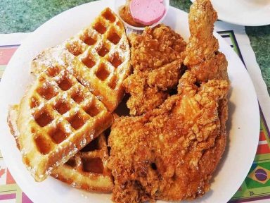 Chicken and Waffles at Biscuits and Barbecue Photo by Steve Mosco