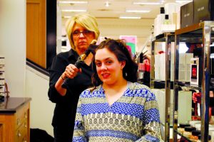 Ariana Greico gets the curling iron treatment at the Lord & Taylor in Garden City. 