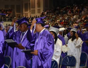 Sewanhaka High School students moved their tassels to signify their graduation.