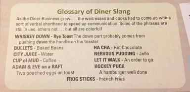 glossary of diner slang